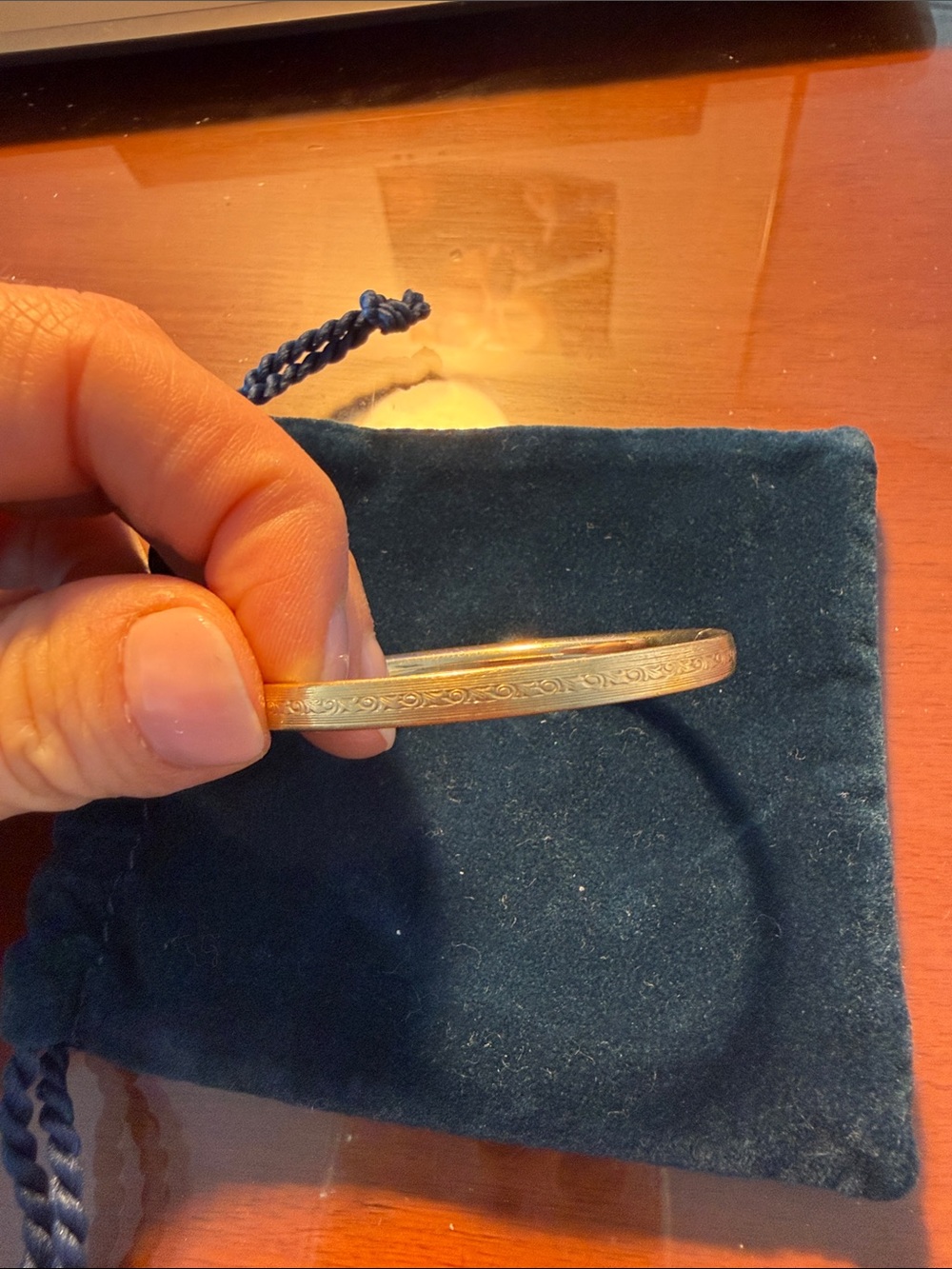 Gold Engraved vintage baby Bangle Bracelet
